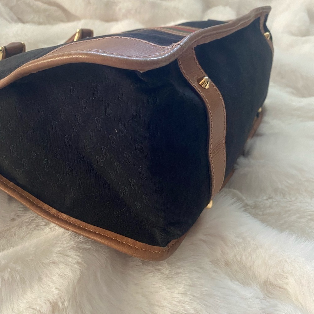 Vintage Gucci Top Handle Bag BlackTan Stripe - Picture 6 of 12